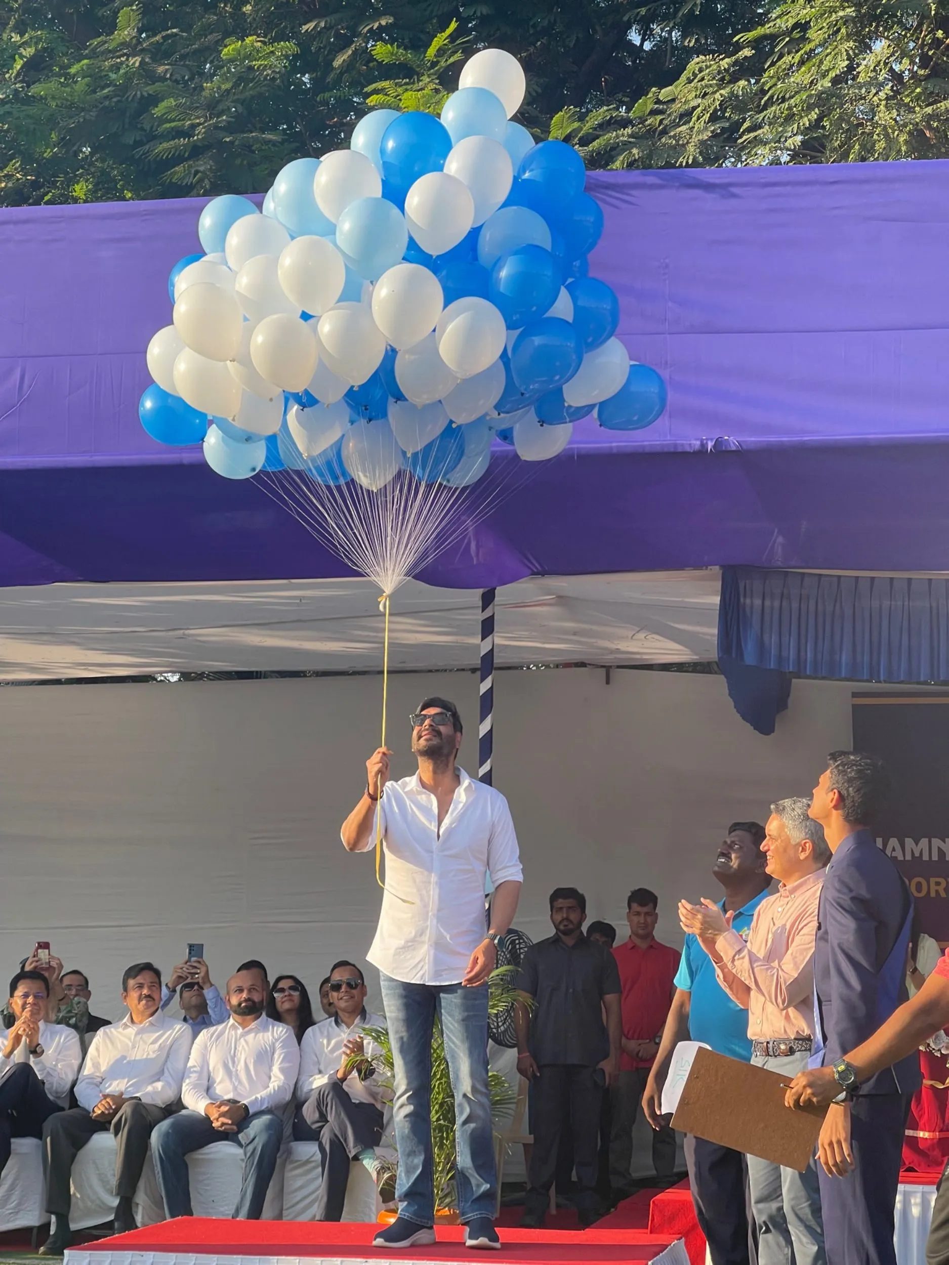 Ajay Devgn Declaring The Meet Open at the Jamnabai Narsee Campus For The Differently Abled Children's Sports Day