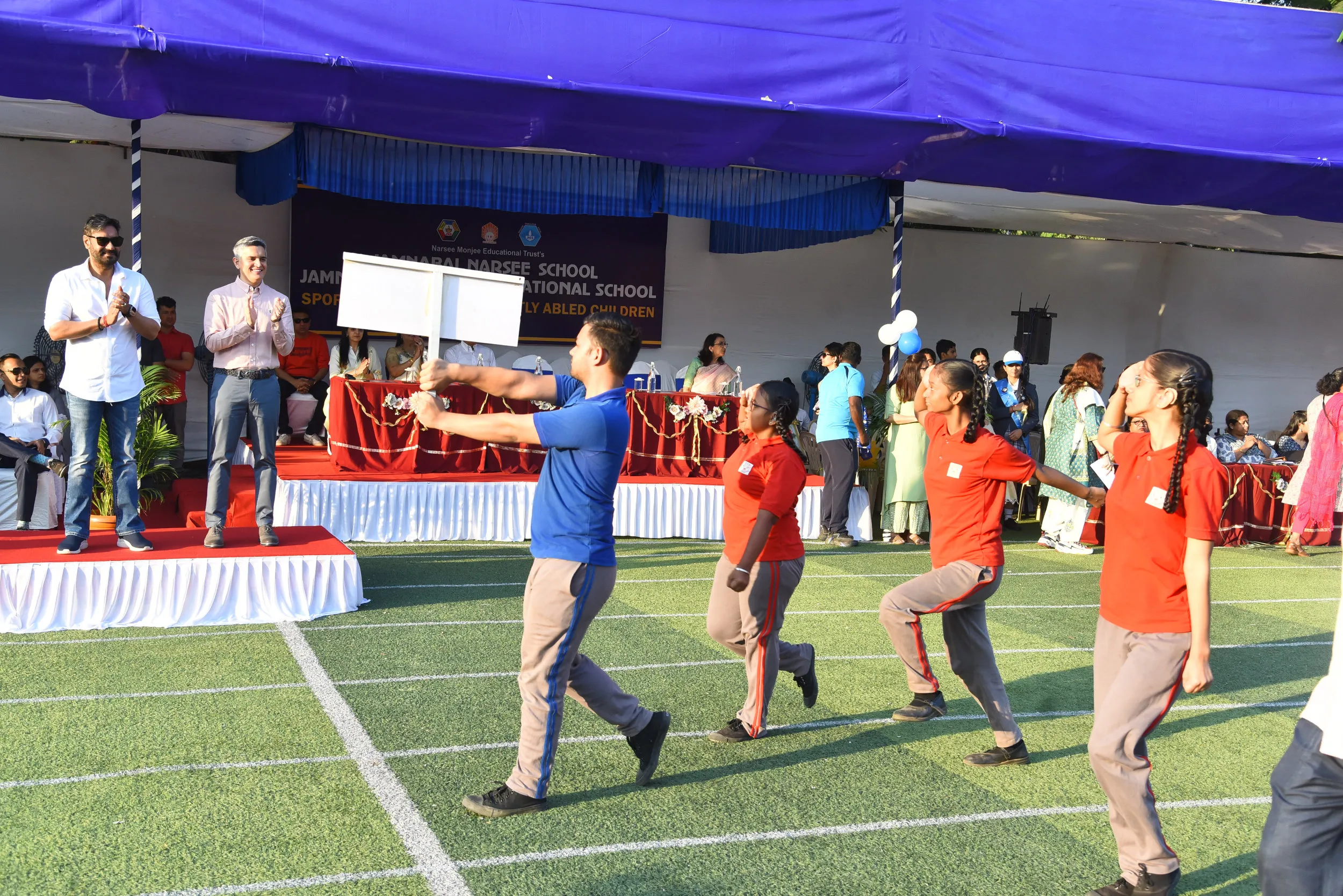 Students March Past at the Jamnabai Narsee Campus For The Differently Abled Children's Sports Day