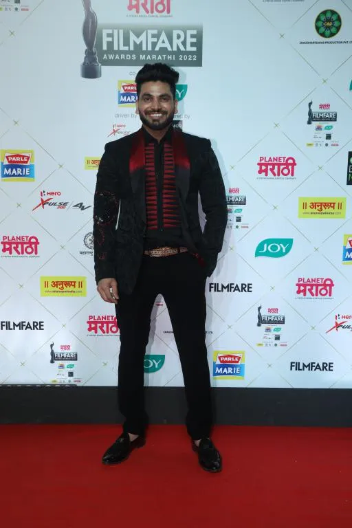 Shiv Thakare at the red carpet of 7th edition of Filmfare Awards Marathi 2022 in Mumbai