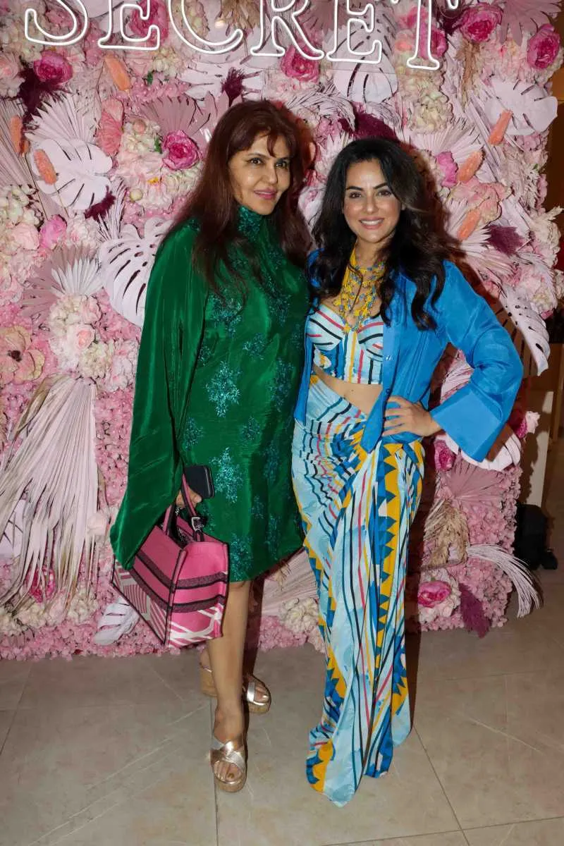 Nisha Jamval with Sara Afreen Khan during Victoria Secret's Sumer Punch Event in Mumbai hosted by Sara Afreen Khan