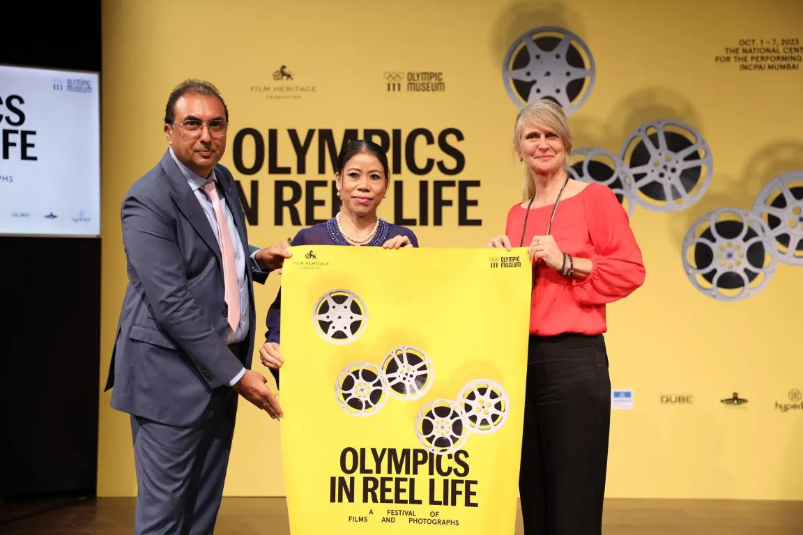 Olympics in Reel Life- (Left to Right) -Shivendra Singh Dungarpur, MC Mary Kom, Yasmin Meichtry